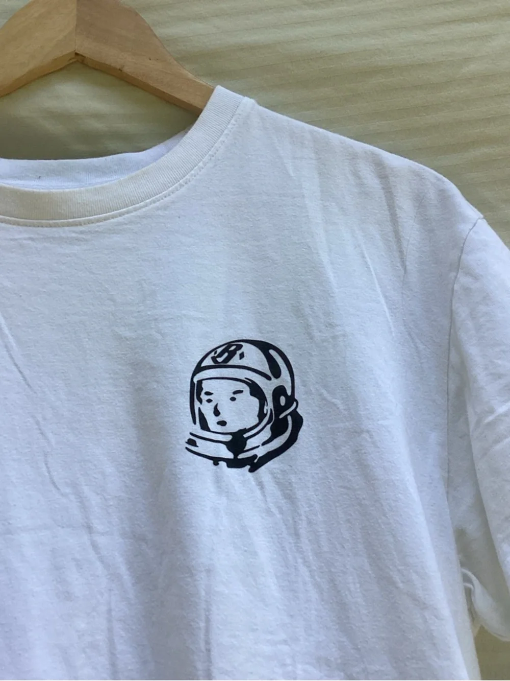 Billionaire Boys Club White Crewneck Tee with Black Helmet Logo, size medium
